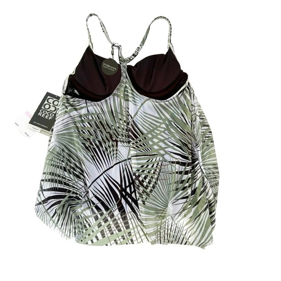 Coco Reef Endless Summer Palm Mesh Layer Underwire Tankini Top Swimsuit Size 32C - Picture 5 of 12